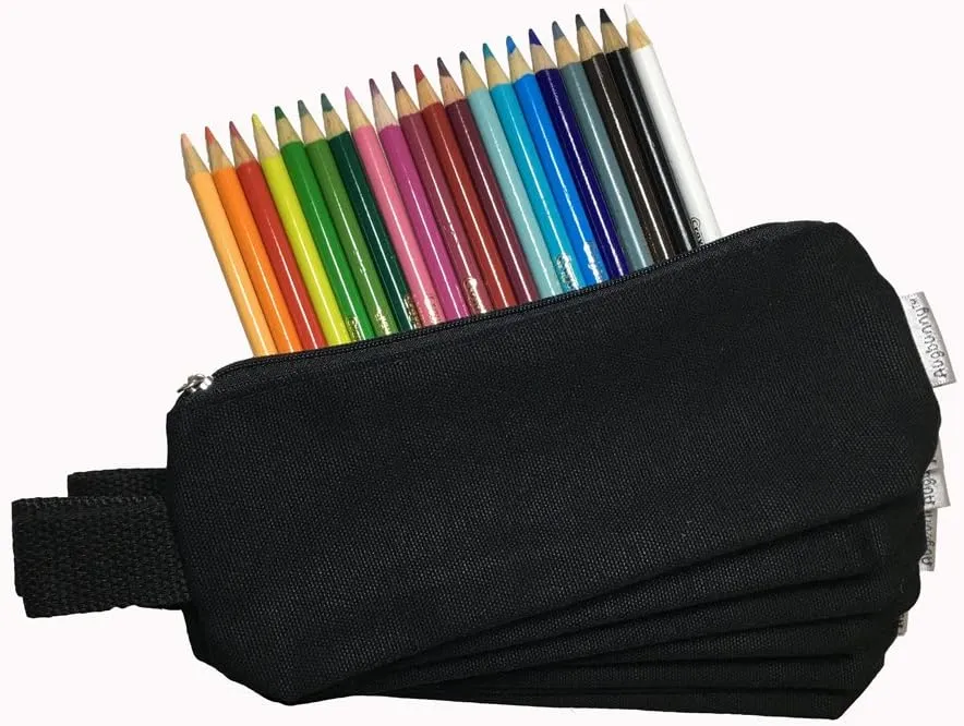 Multi-purpose 100% Cotton 12oz Canvas Zippered Cosmetic Makeup Pouch 6-pack