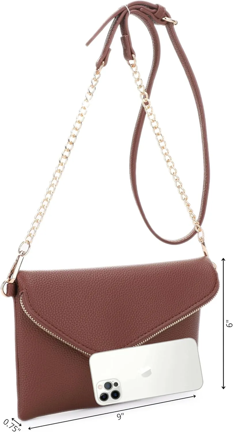 Multicompartment Crossbody Bag with Flap Closure, Adjustable Strap, Interior Zipper Pocket, 3 Card Slots