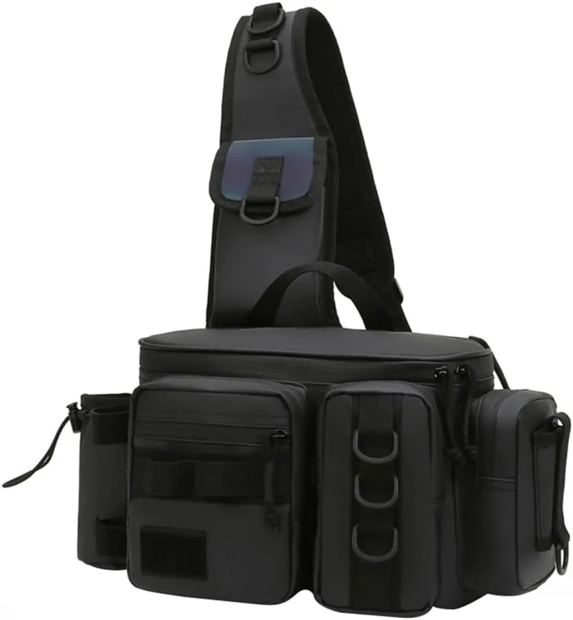 Multifunctional Fishing Tackle Bag Multi-Pocket Fishing Tackle Storage Backpacks Water-Resistant Fishing Crossbody Bag