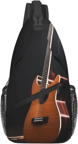 Musical Instrument Guitar Cross Chest Bag Diagonally Sling Bag for Men Women Crossbody Shoulder Bag Travel Hiking Daypack