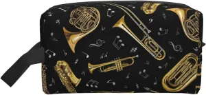 Musical Instruments Print Storage Bags Travel Cosmetic Organizer Bag Large Capacity Zippered Storage Pouch