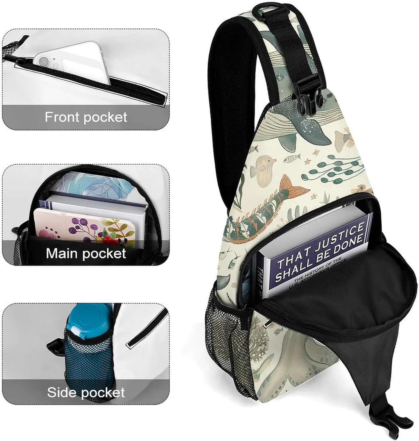 Mustard Yellow And Brown Sling Bag Lightweight Crossbody Chest Pack Travel Shoulder Bag with Adjustable Strap
