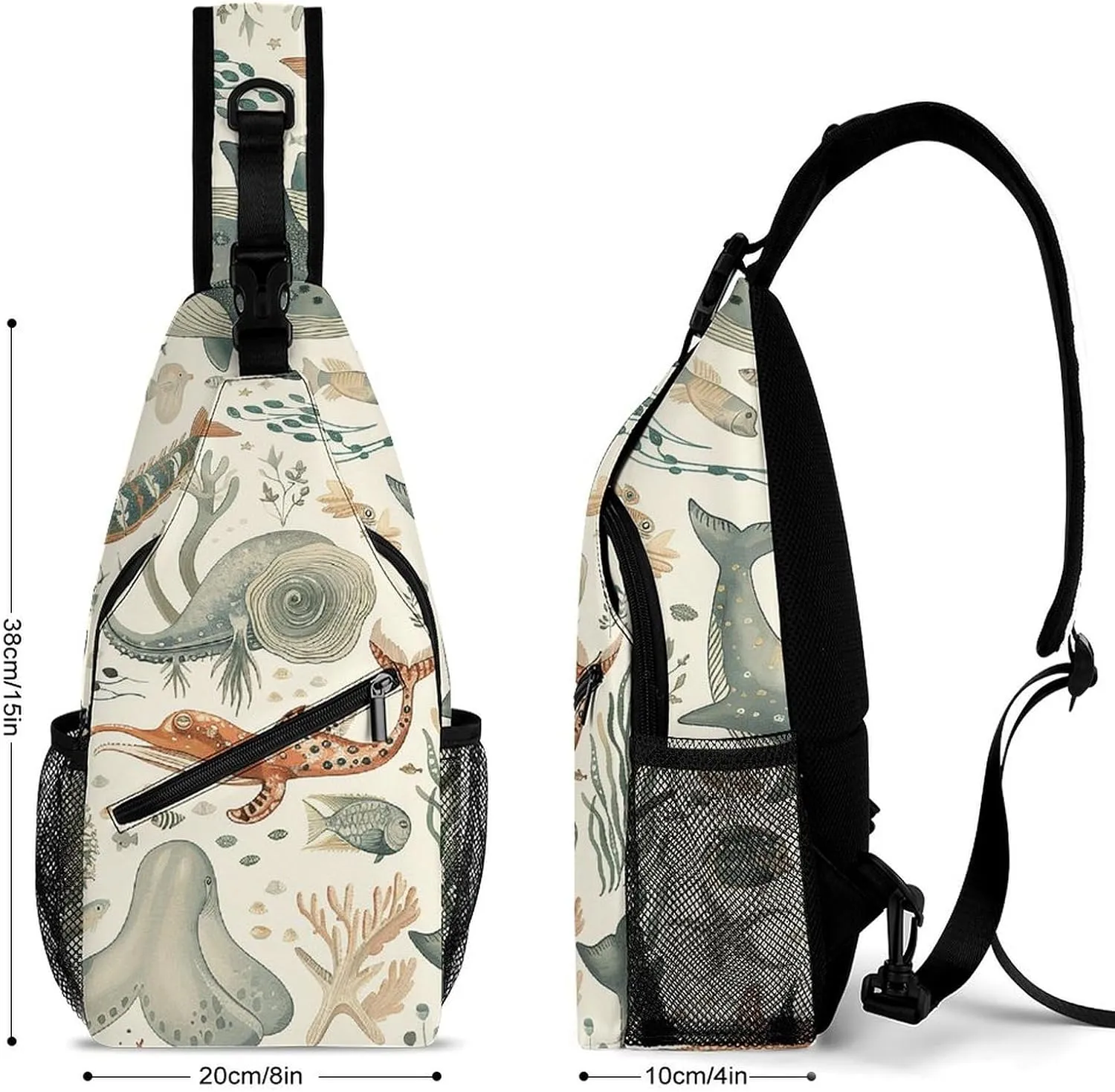 Mustard Yellow And Brown Sling Bag Lightweight Crossbody Chest Pack Travel Shoulder Bag with Adjustable Strap