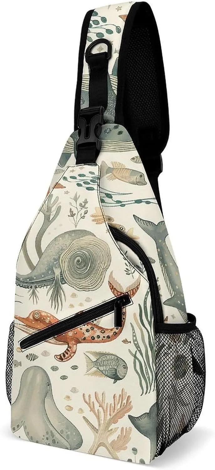 Mustard Yellow And Brown Sling Bag Lightweight Crossbody Chest Pack Travel Shoulder Bag with Adjustable Strap