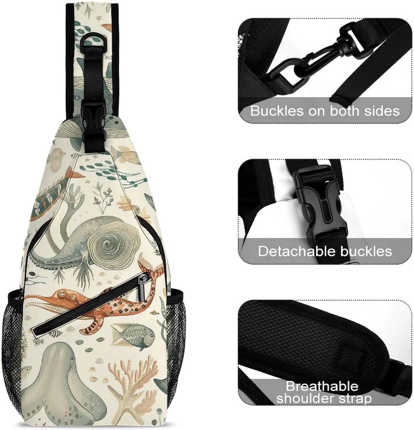 Mustard Yellow And Brown Sling Bag Lightweight Crossbody Chest Pack Travel Shoulder Bag with Adjustable Strap