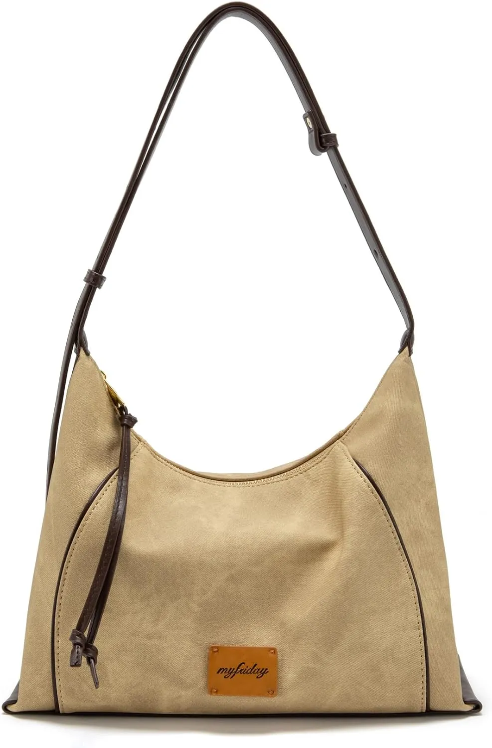 myfriday Casual Leather Hobo Bag for Women Lightweight Crossbody Tote Handbag with Distressed Finish