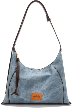 myfriday Casual Leather Hobo Bag for Women Lightweight Crossbody Tote Handbag with Distressed Finish