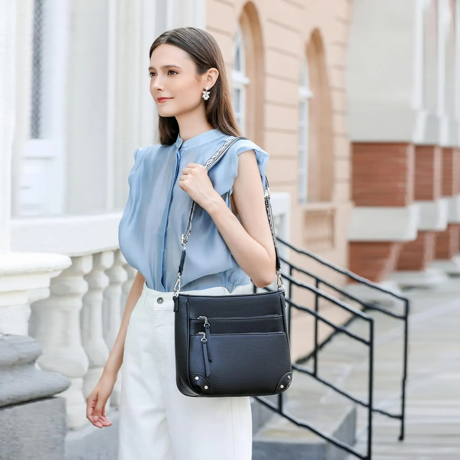MYHOZEE Crossbody Bags for Women Leather Crossbody Purses With Adjustable Guitar Strap Trendy Hobo Women's Shoulder Bag