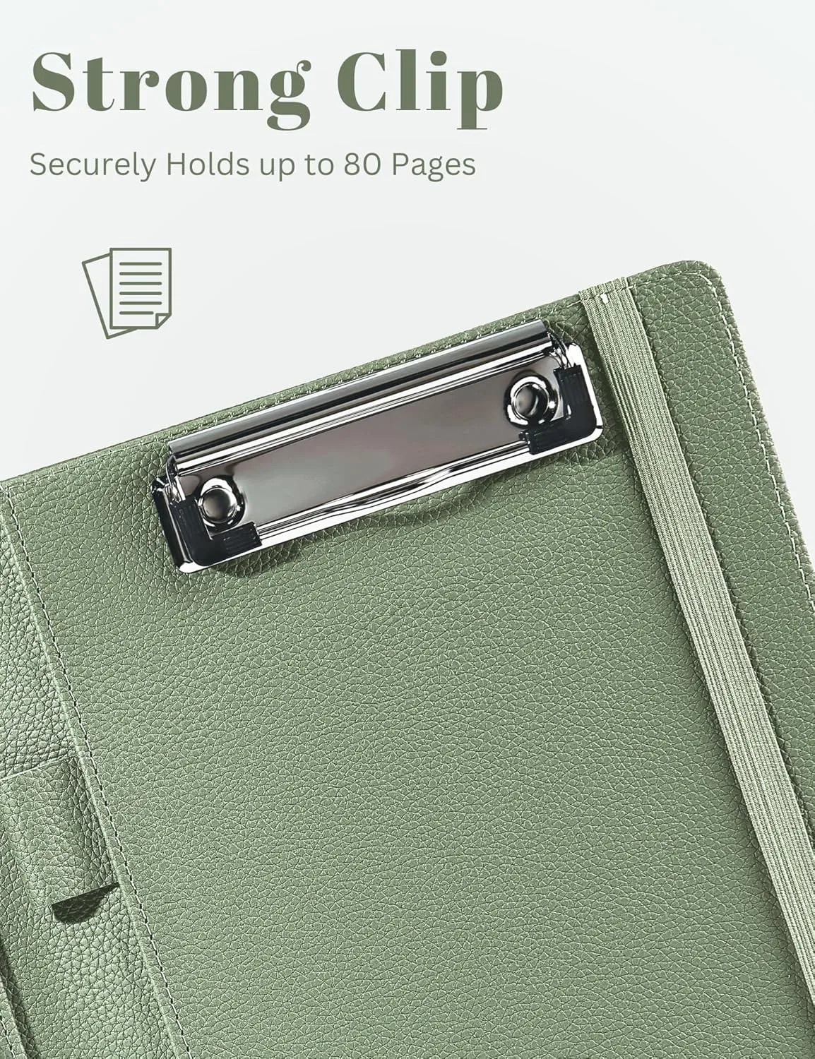 Mymazn Junior Padfolio Portfolio Folder, Small A5 Clipboard with Cover for 5'' x 8'' Writing Pad Notepad Holder Legal Pad Holder for Business School Office Men Women (Sage Green)