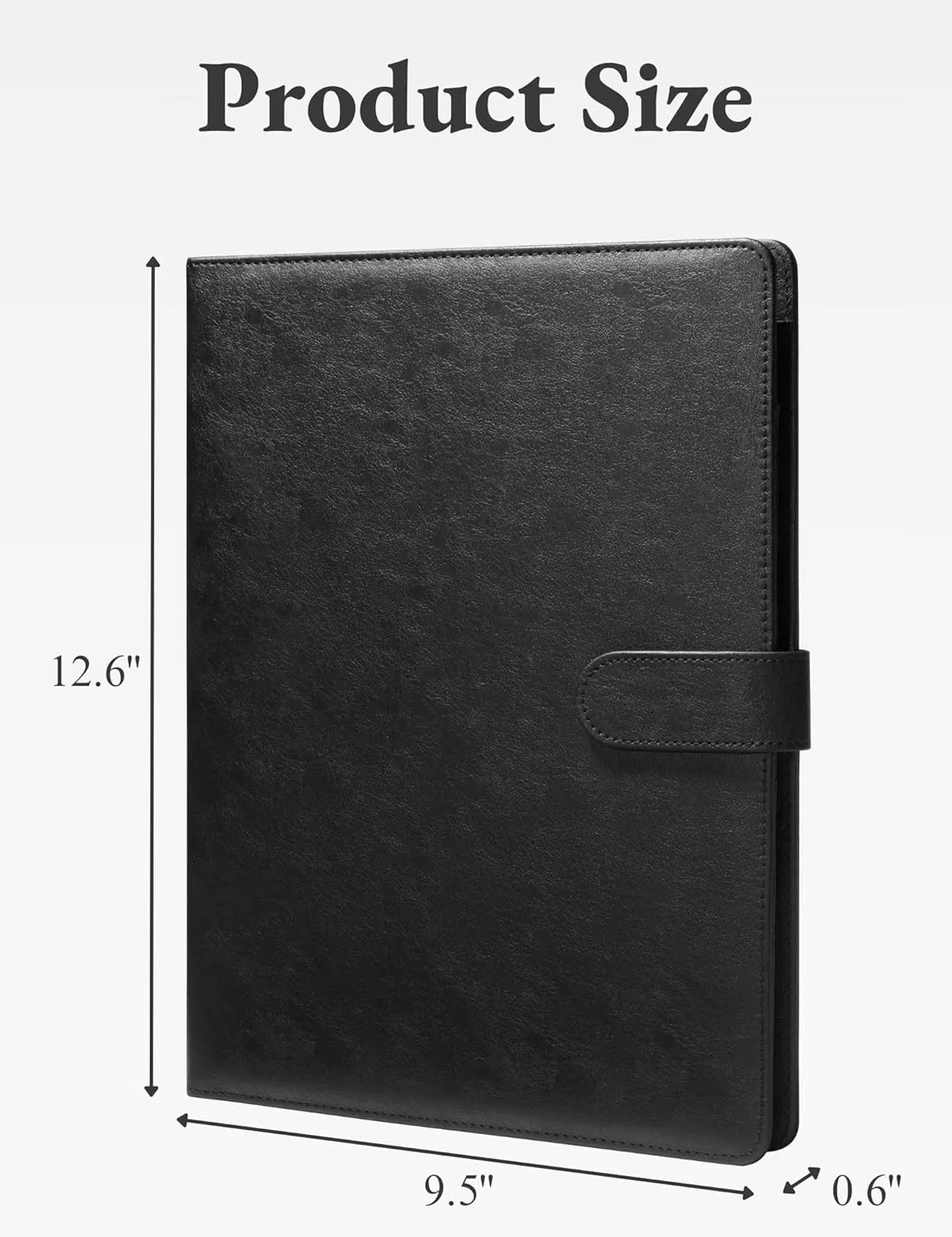 Mymazn Padfolio Portfolio Folder, Faux Leather Interview Resume Folder with Document Organizer & Business Card Holder, Letter-Sized Notepad Legal Pad Holder for Men Women (Black)