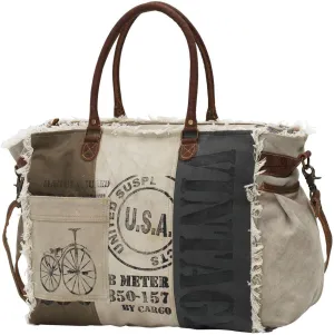 Myra Bags USA Stamped Upcycled Canvas Weekender Bag M-0751, Large, Multicoloured