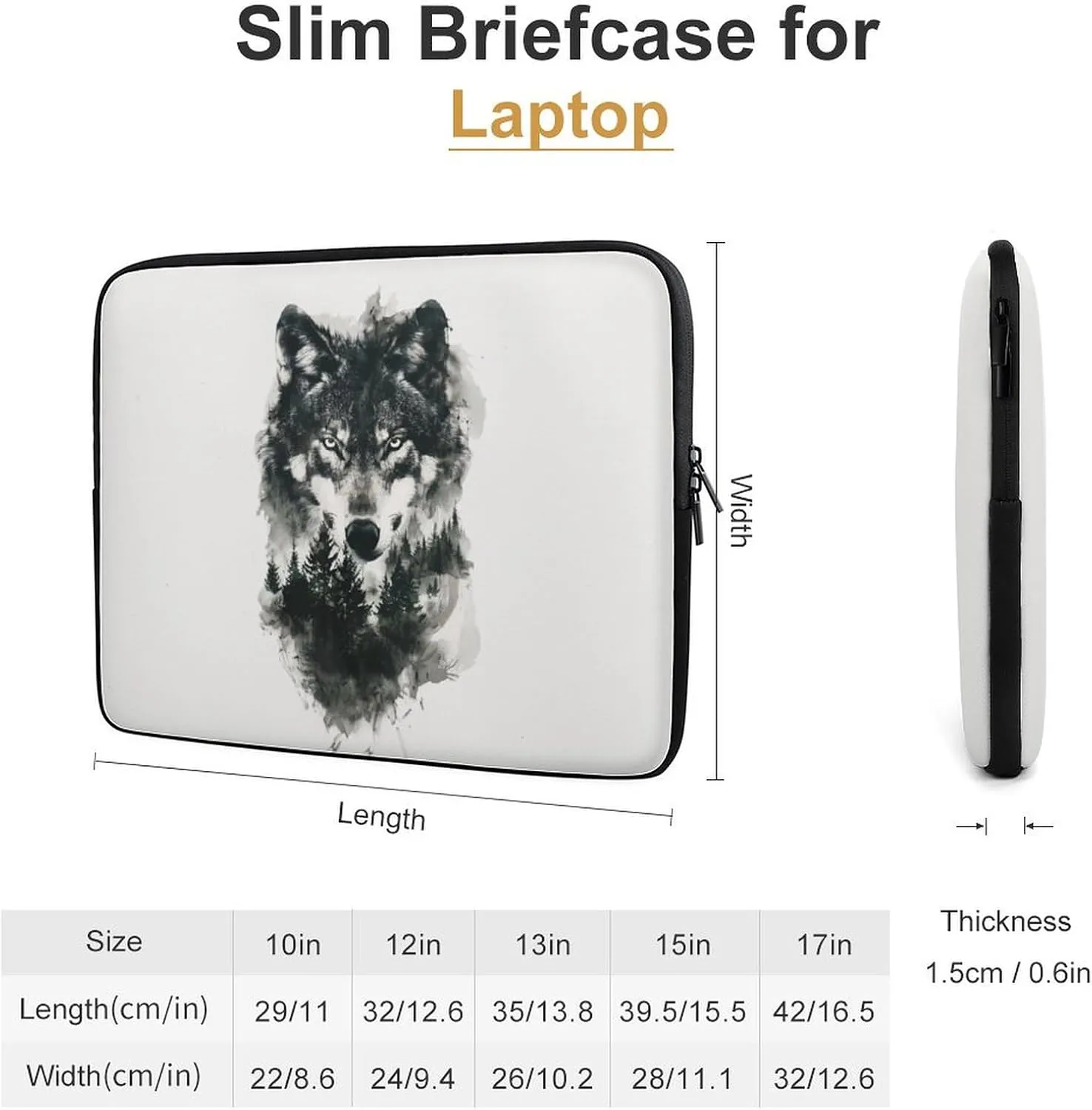 Mysterious Wolf Forest Laptop Sleeve 13/15 Inch Durable Briefcase Cover Shockproof Protective Case Handbags Portable Laptop Bag
