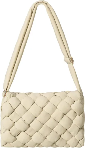 NAARIIAN Puffer Crossbody Bag for Women Lightweight Quilted Puffer Shoulder Bags with Adjustable Strap Puffy Woven Purse