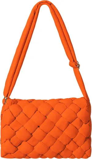 NAARIIAN Puffer Crossbody Bag for Women Lightweight Quilted Puffer Shoulder Bags with Adjustable Strap Puffy Woven Purse