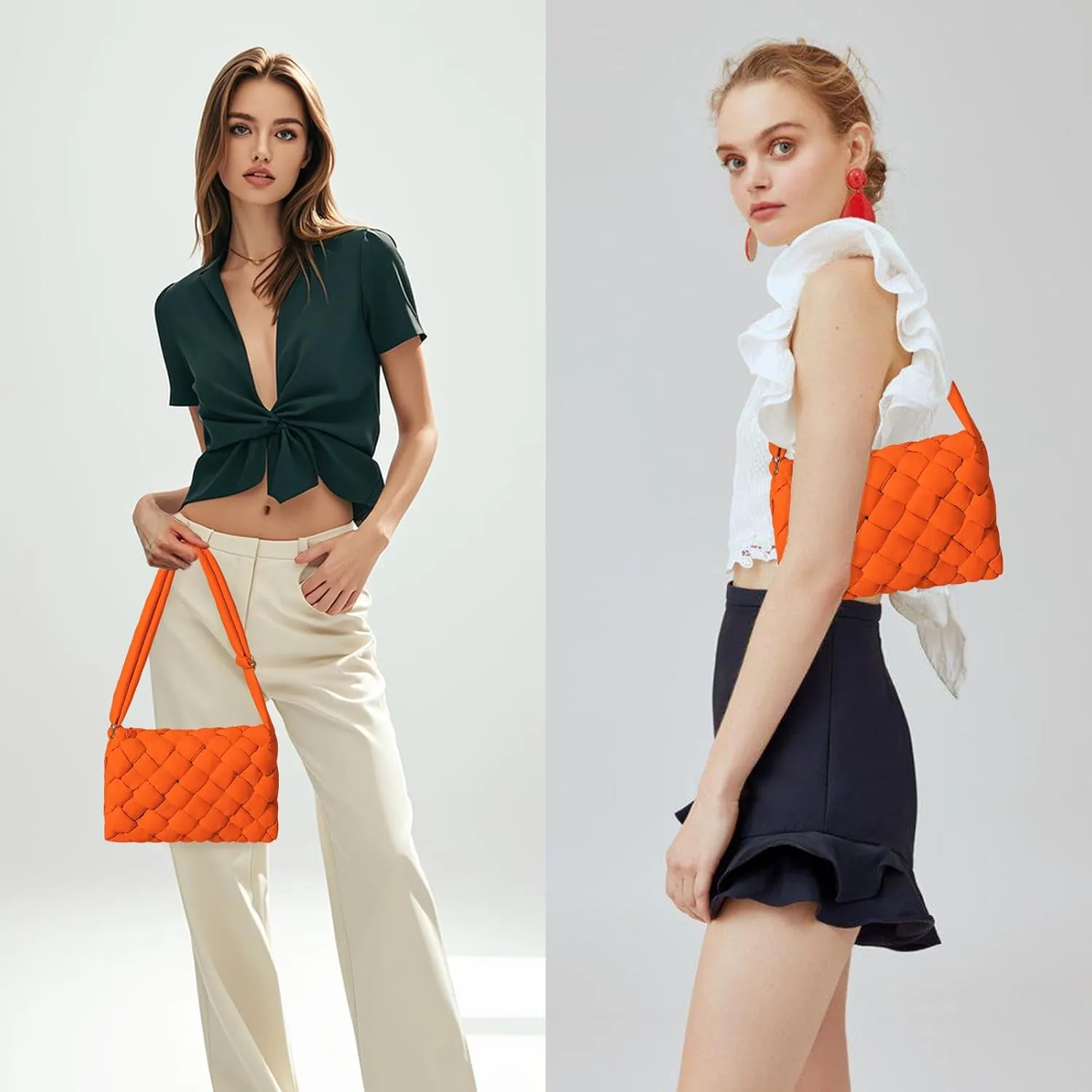NAARIIAN Puffer Crossbody Bag for Women Lightweight Quilted Puffer Shoulder Bags with Adjustable Strap Puffy Woven Purse