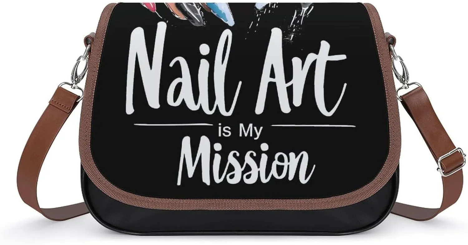 Nail Art Therapist Trendy Crossbody Bags Purses for Women Casual Shoulder Handbags with Adjustable Wide Strap