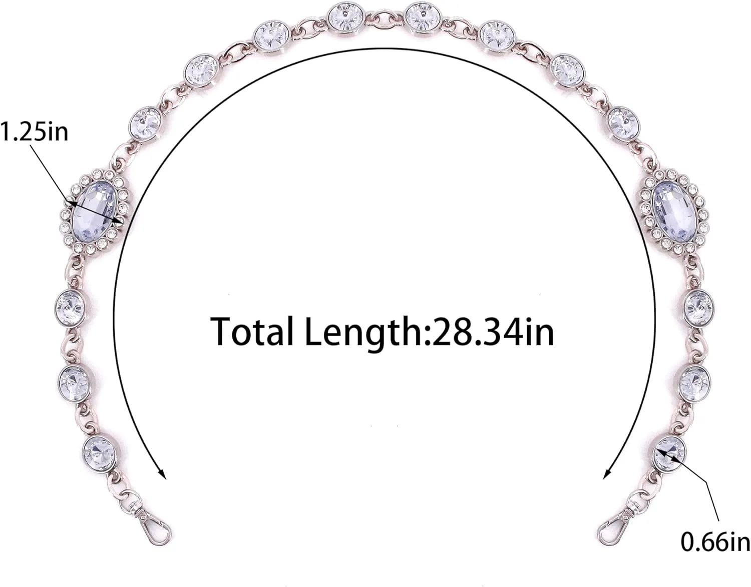 Naimo Rhinestone Bag Chain Extender Purse Chain Strap Crystal Handbag Chains Shoulder Crossbody Bag Replacement Metal Chain Bag Accessories