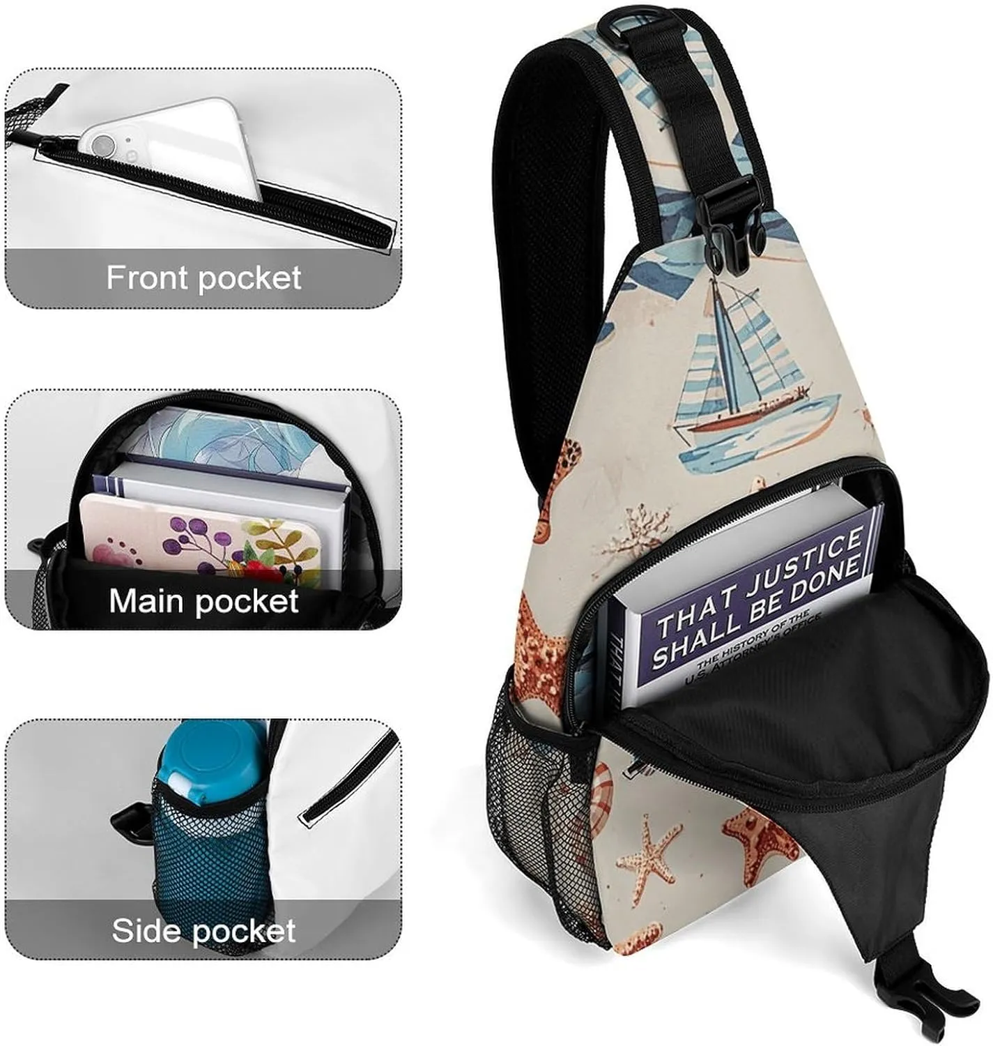 Native American Sling Bag Lightweight Crossbody Chest Pack Travel Shoulder Bag with Adjustable Strap