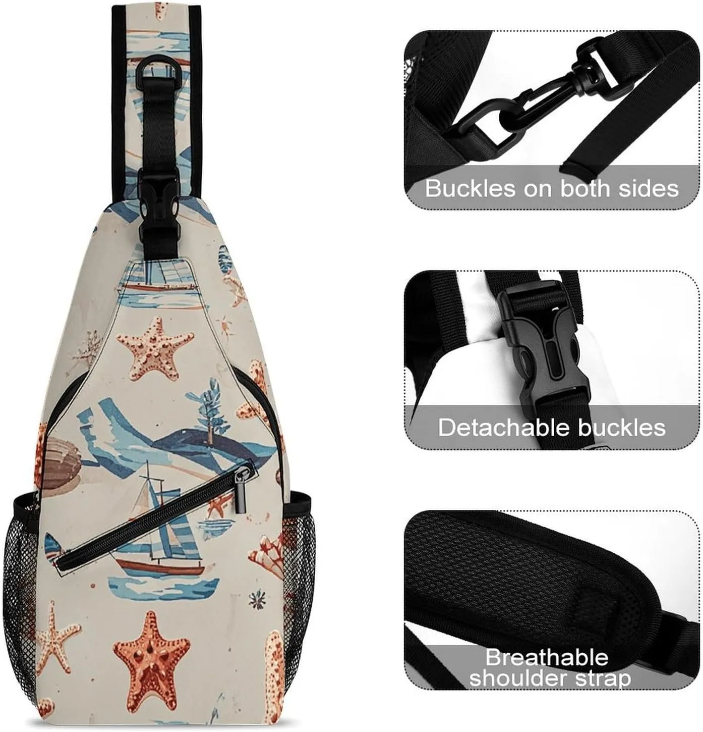Native American Sling Bag Lightweight Crossbody Chest Pack Travel Shoulder Bag with Adjustable Strap
