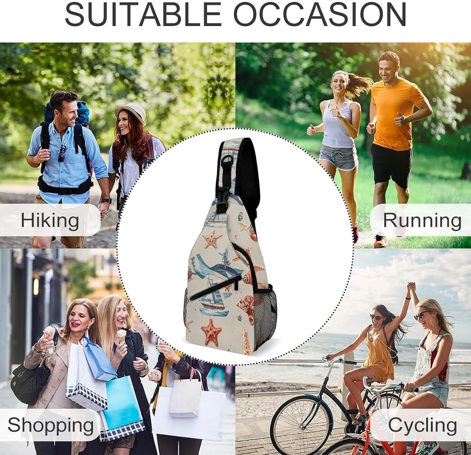 Native American Sling Bag Lightweight Crossbody Chest Pack Travel Shoulder Bag with Adjustable Strap