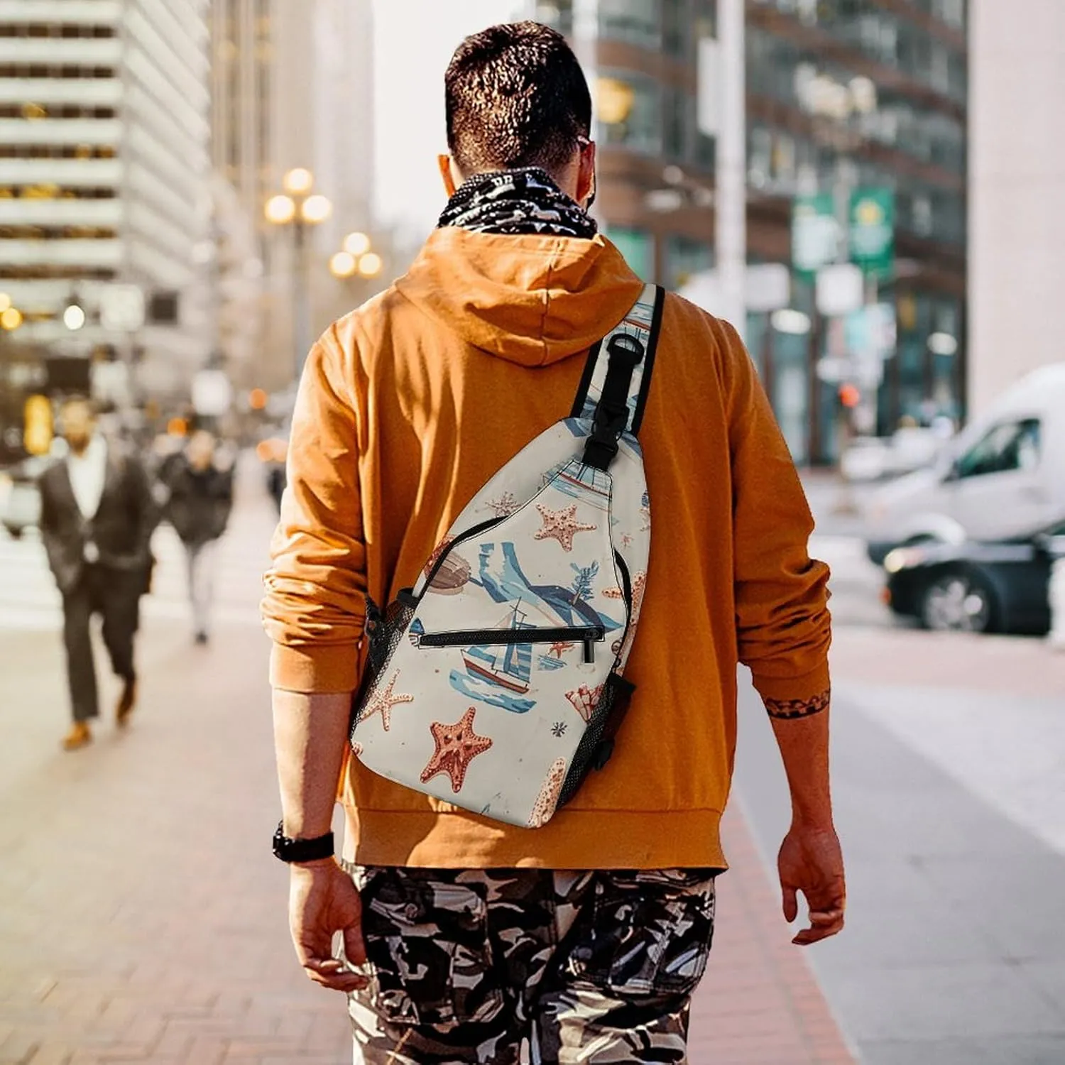 Native American Sling Bag Lightweight Crossbody Chest Pack Travel Shoulder Bag with Adjustable Strap