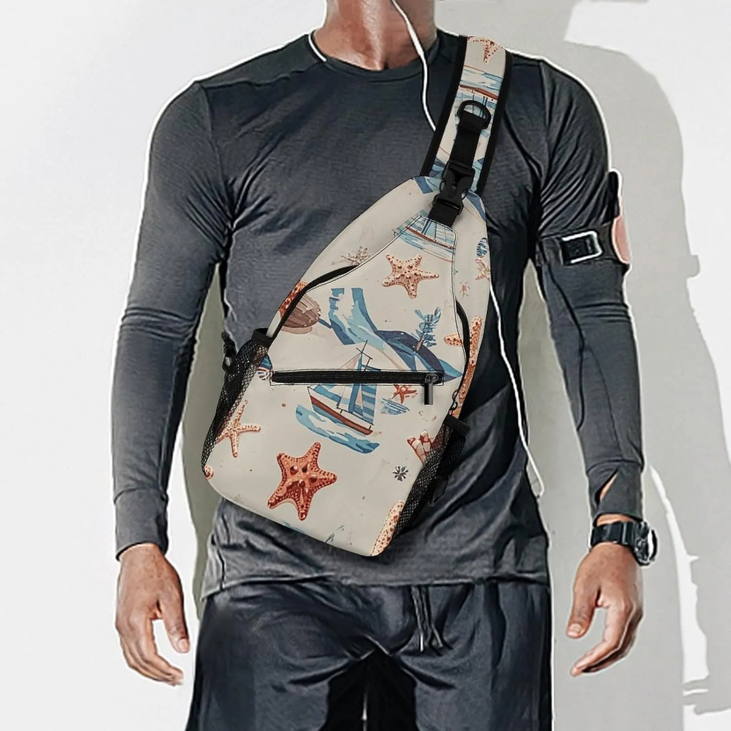 Native American Sling Bag Lightweight Crossbody Chest Pack Travel Shoulder Bag with Adjustable Strap