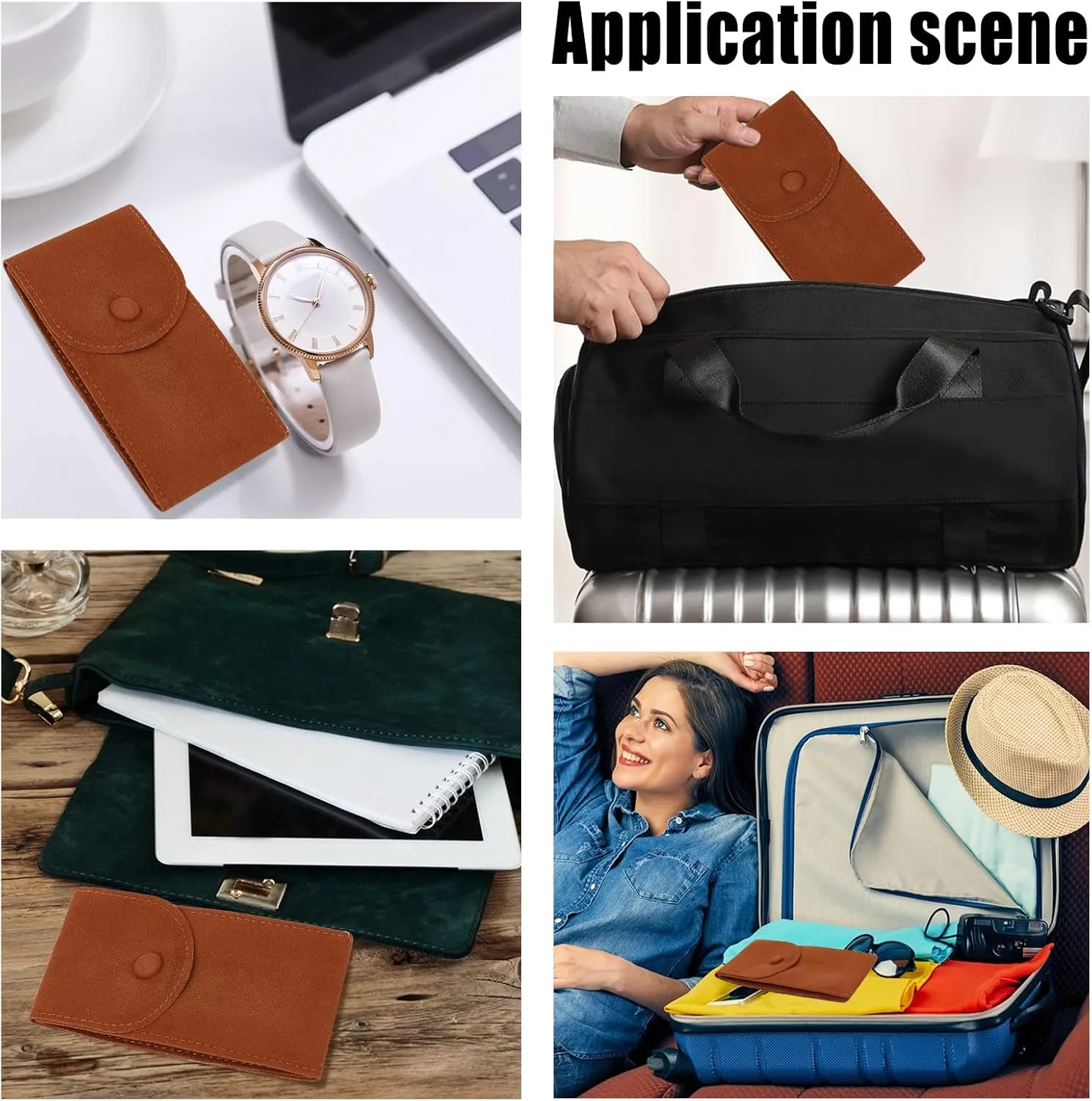 NBEADS 6 Pcs Velvet Watch Pouch, Portable Single Watch Travel Case Watch Storage Bag Luxury Gift Bag with Snap Button for Jewelry Watch Organizer, 5.1x2.6