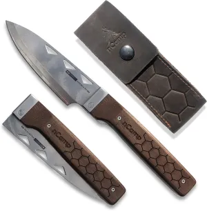 nCamp Food Prep Folding Knife - Elite Chef Knife, Classic Western Utility, Outdoor Cooking Knife with 10Cr15MoV Damascus Steel Blade, beautiful tough walnut handle for a comfortable secure grip