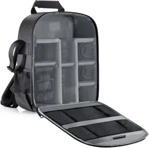 Neewer Camera Bag Water Resistant Shockproof Partition 11.8x5.5x14.6 in /30x14x37 cm Protection Backpack for SLR, DSLR, Mirrorless Camera, Lens, Battery, and Other Accessories (Gray Interior)