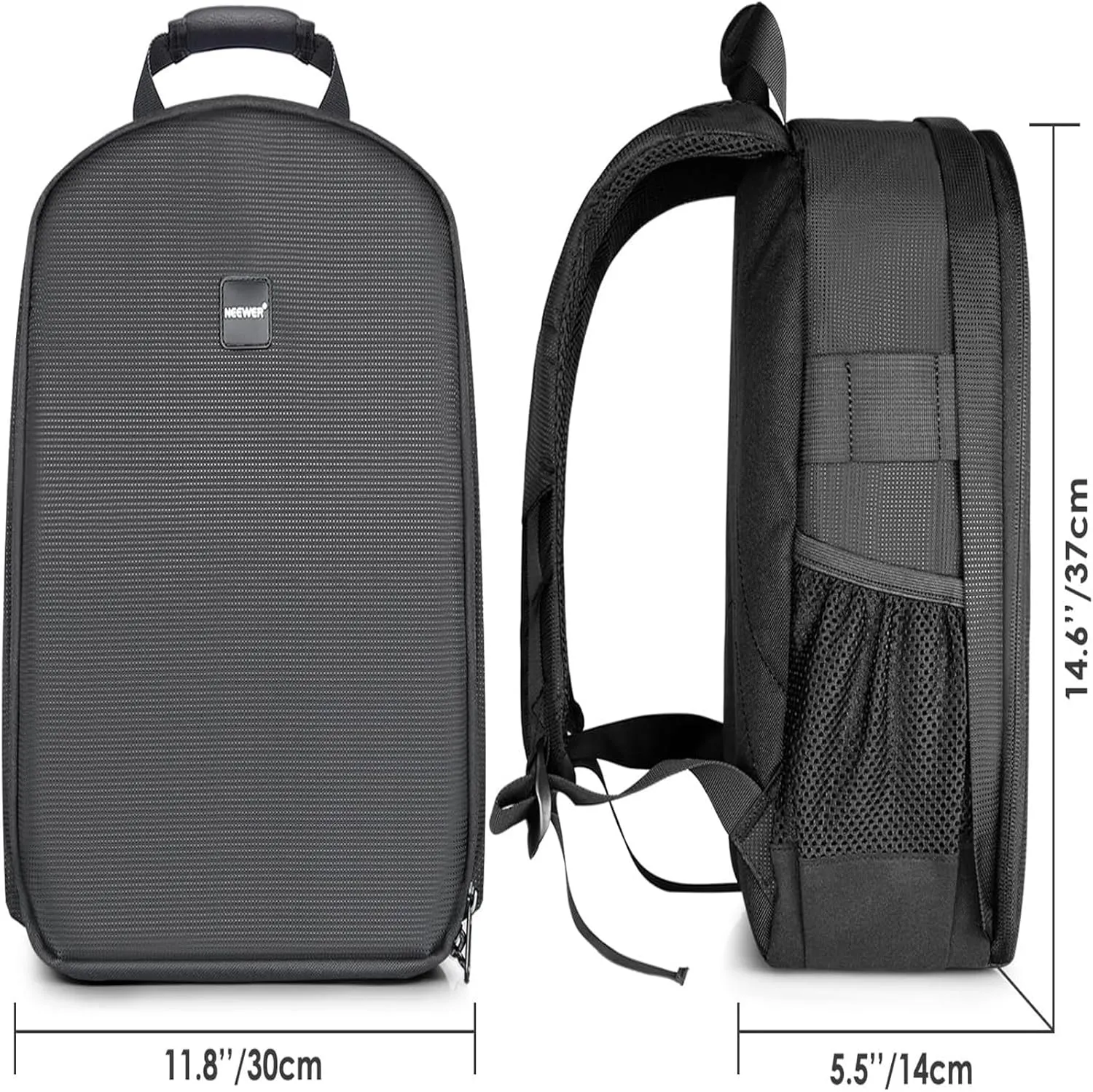 Neewer Camera Bag Water Resistant Shockproof Partition 11.8x5.5x14.6 in /30x14x37 cm Protection Backpack for SLR, DSLR, Mirrorless Camera, Lens, Battery, and Other Accessories (Gray Interior)