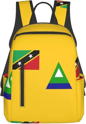 Nevis St. Kitts Flag Casual Laptop Backpack Travel Rucksack Sports Daypack Adjustable Strap Bags with Multi-Pockets for Working Running Camping