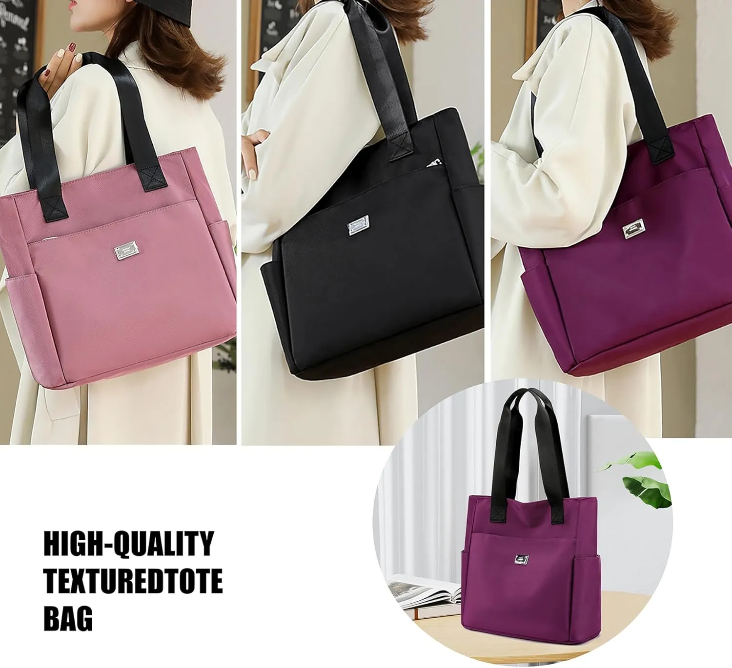 New Large Capacity Nylon Bag, Women's Tote Bag, Multi-Pocket Waterproof Shoulder Bag, Suitable for Business Travel