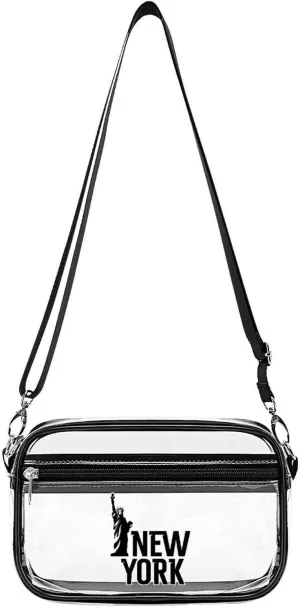 New York Statue of Liberty Clear Purse Stadium Crossbody Bags for Women and Men Adjustable Shoulder Handbags