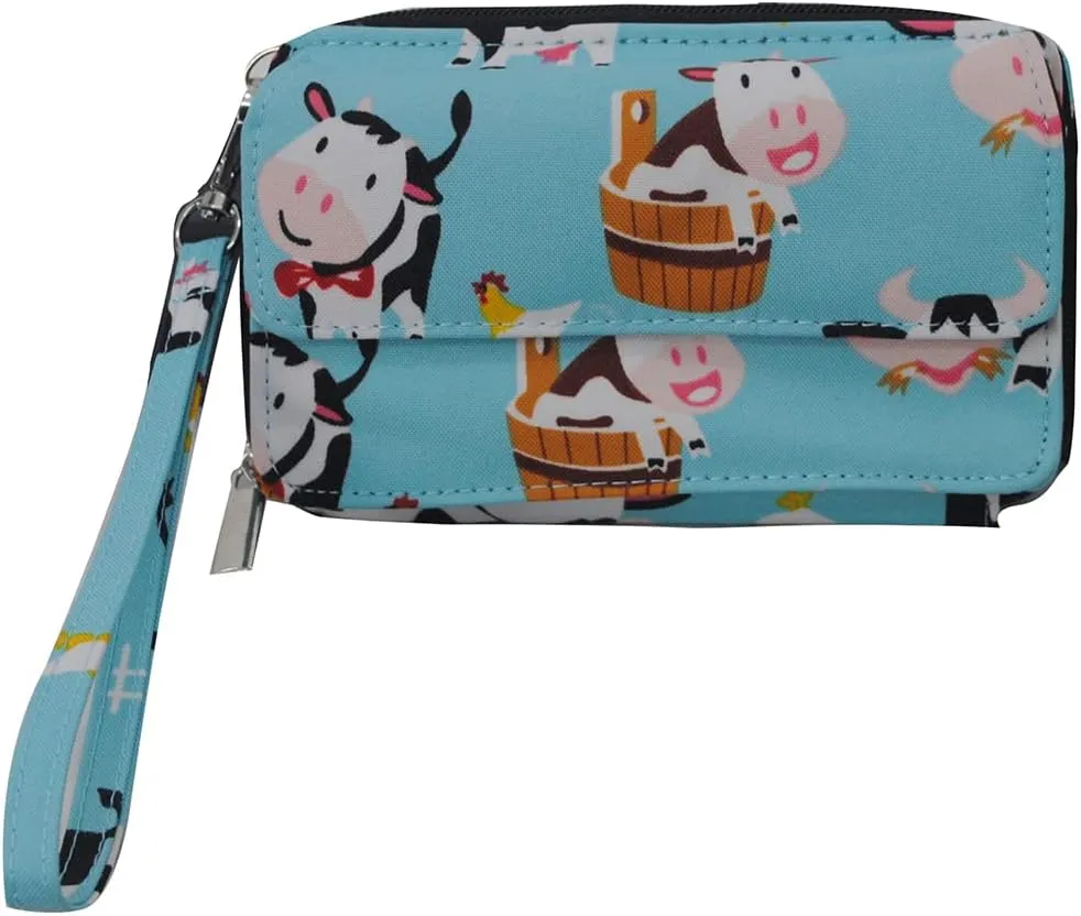 NGIL Canvas All in One Wallet, Wallet, Women Wallet, Wristlet Wallet, Zippered Wallet for Women (Cow-Black)