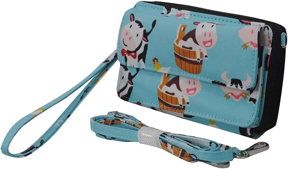 NGIL Canvas All in One Wallet, Wallet, Women Wallet, Wristlet Wallet, Zippered Wallet for Women (Cow-Black)