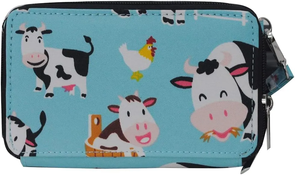 NGIL Canvas All in One Wallet, Wallet, Women Wallet, Wristlet Wallet, Zippered Wallet for Women (Cow-Black)