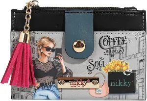 Nicole Lee NIKKY Zip Card Holder with ID Window, Vegan Leather (URBAN COFFEE DREAM)