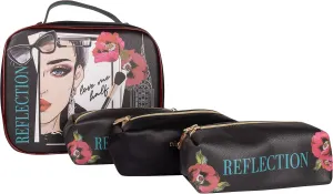 Nicole Lee Travel Handbag Crossbody Set with 3 Fashion Print Makeup Pouches, Women's Cosmetic Toiletry Organizer (Love Me Half)