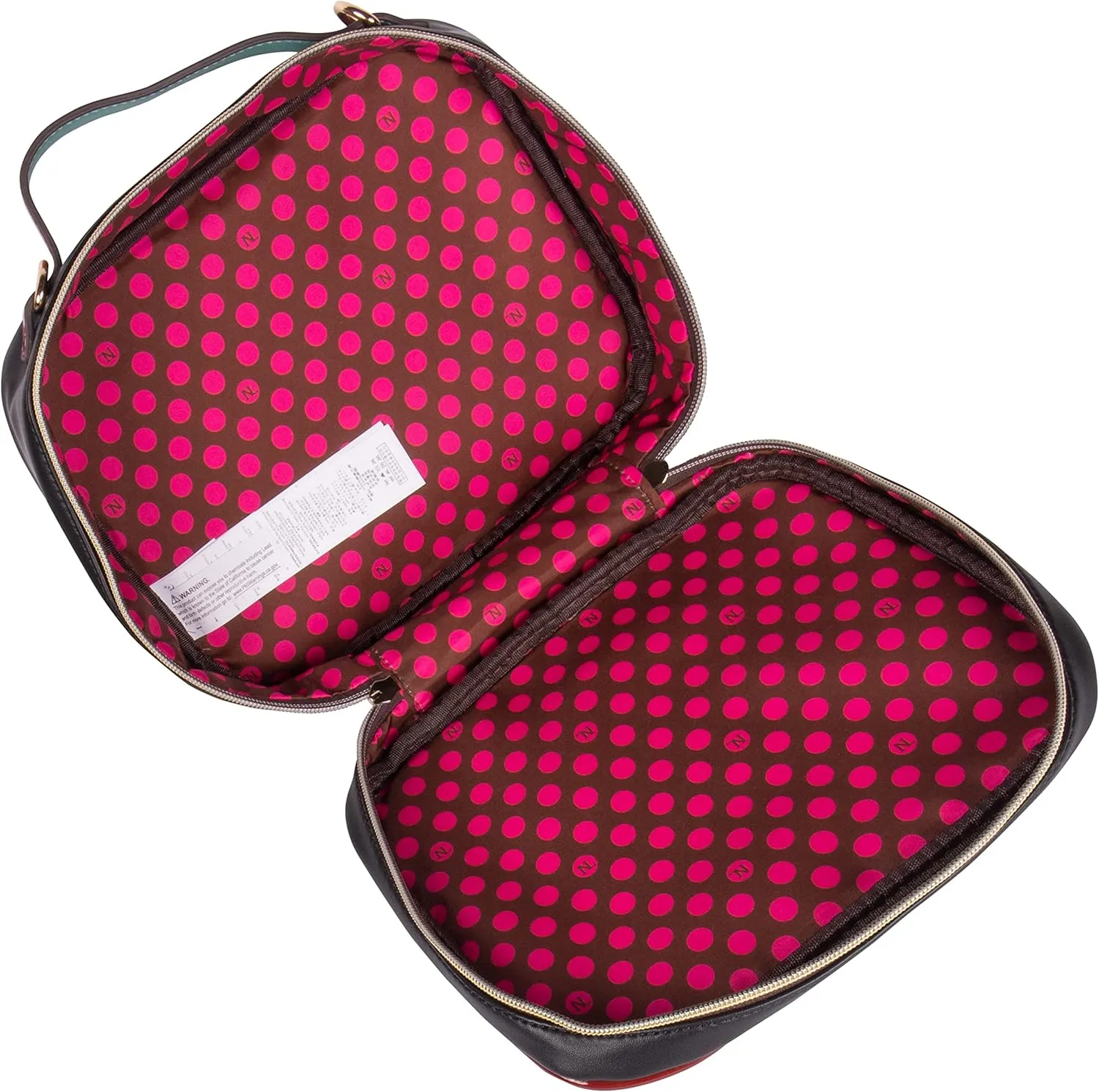 Nicole Lee Travel Handbag Crossbody Set with 3 Fashion Print Makeup Pouches, Women's Cosmetic Toiletry Organizer (Love Me Half)