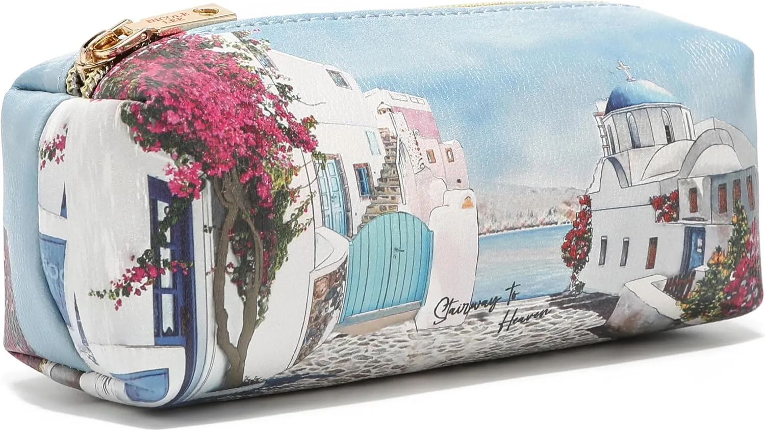 Nicole Lee Travel Handbag Crossbody Set with 3 Fashion Print Makeup Pouches, Women's Cosmetic Toiletry Organizer (Romance in Paris)