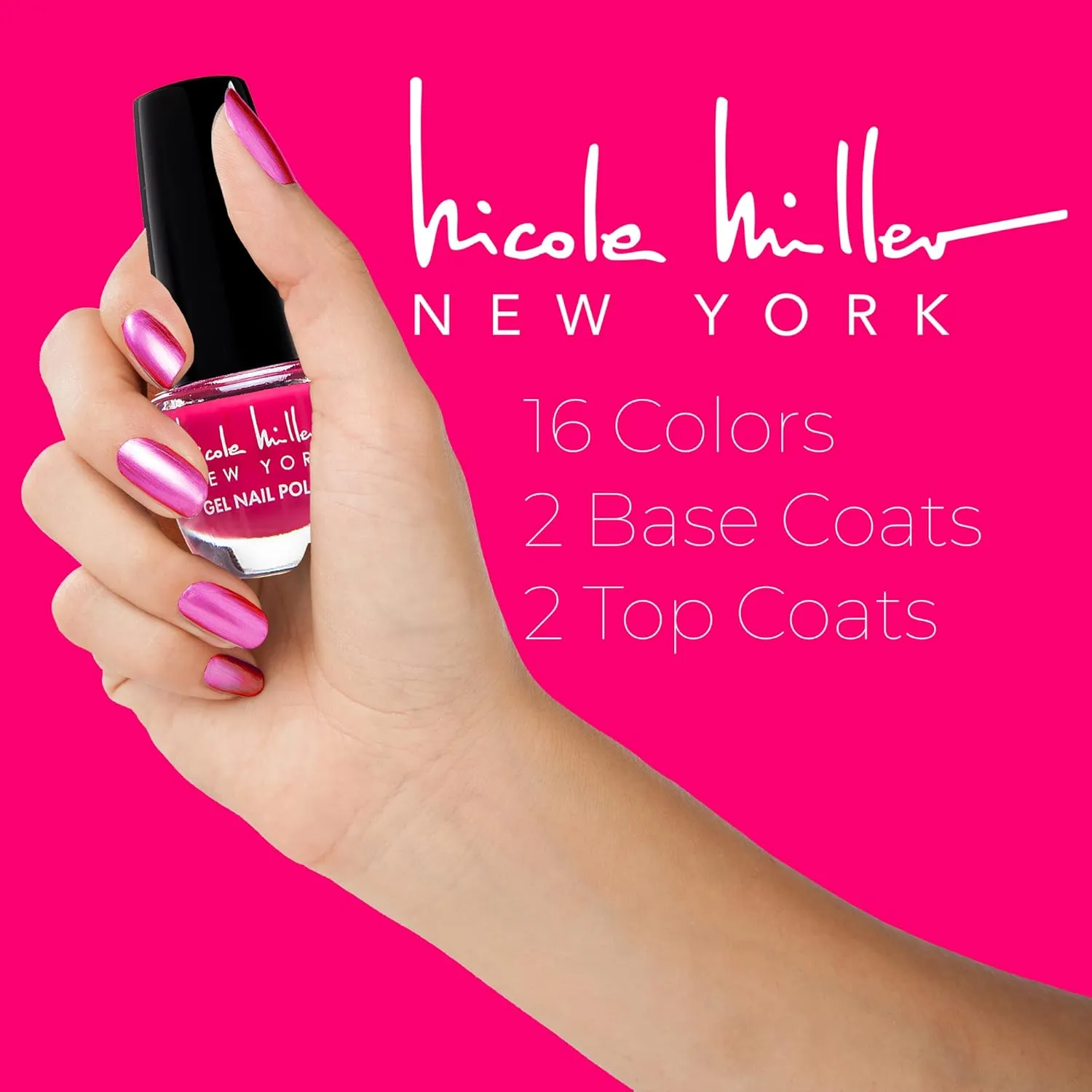 Nicole Miller Gel Nail Polish Set - Long Lasting Gel Fingernail and Toenail Polish for Women and Girls, Glossy and Bright Colors
