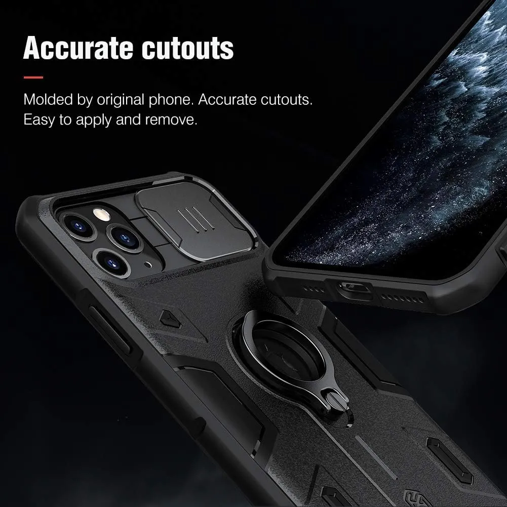 Nillkin Armor iPhone 11 Pro Case, [Built-in Kickstand and Camera Lens Protector] Shockproof Hard Plastic Back & Soft Silicone Bumper Hybrid Cover Phone Case for iPhone 11 Pro 5.8'' Black