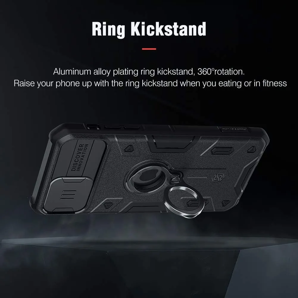 Nillkin Armor iPhone 11 Pro Case, [Built-in Kickstand and Camera Lens Protector] Shockproof Hard Plastic Back & Soft Silicone Bumper Hybrid Cover Phone Case for iPhone 11 Pro 5.8'' Black