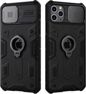 Nillkin Armor iPhone 11 Pro Case, [Built-in Kickstand and Camera Lens Protector] Shockproof Hard Plastic Back & Soft Silicone Bumper Hybrid Cover Phone Case for iPhone 11 Pro 5.8'' Black