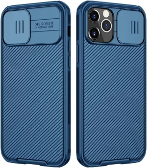 Nillkin CamShield Compatible with iPhone 12 Pro Max Case, Mobile Phone Case with Camera Protection and Non-Slip Shockproof Scratch-Resistant Protective Case for iPhone 12 Pro Max Case Blue - 6.7 Inch