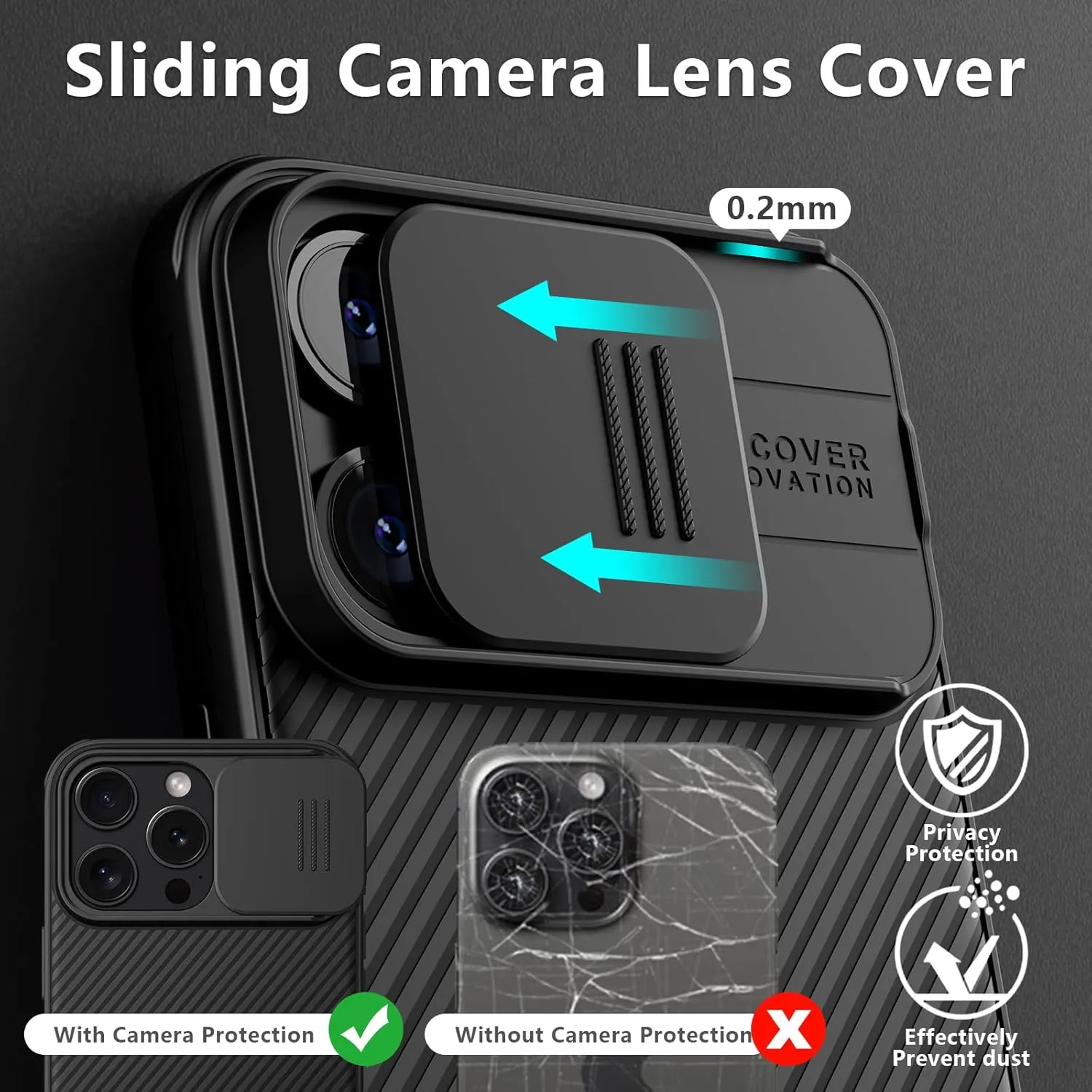 Nillkin Classic Series for iPhone 16 Pro Max Case with Camera Cover, [Camera Lens Protector] [Scratch-Resistant] [360 Full Protection] Shockproof Slim Phone Case for iPhone 16 Pro Max 6.9 Inch, Gray