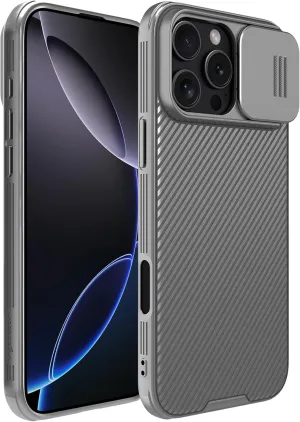 Nillkin Classic Series for iPhone 16 Pro Max Case with Camera Cover, [Camera Lens Protector] [Scratch-Resistant] [360 Full Protection] Shockproof Slim Phone Case for iPhone 16 Pro Max 6.9 Inch, Gray