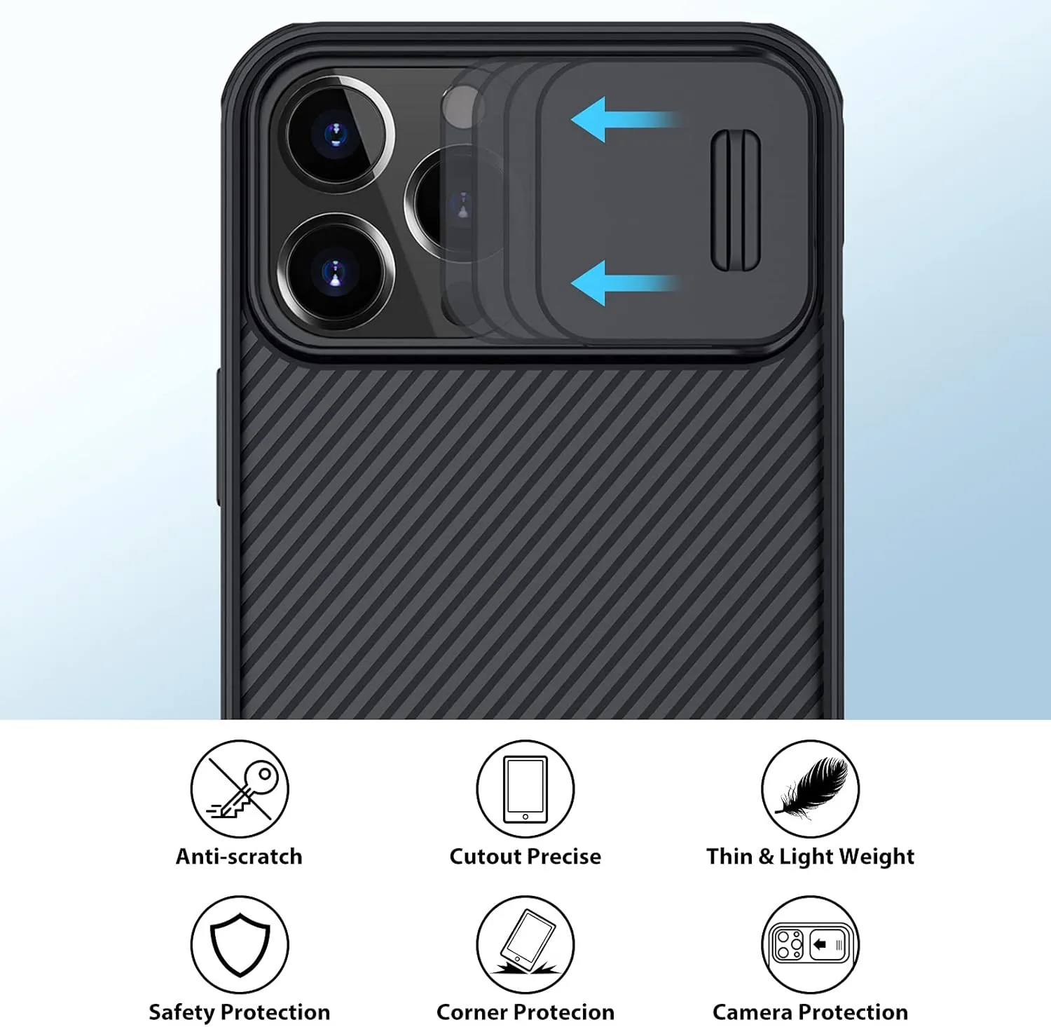 Nillkin for iPhone 13 Pro Max Magnetic Mag-Safe Case, CamShield Pro Camera Slide Cover Case for 13 Pro Max 5G Hard PC and TPU Phone Case for Phone 13 Pro Max 6.7'' Slim - Blue