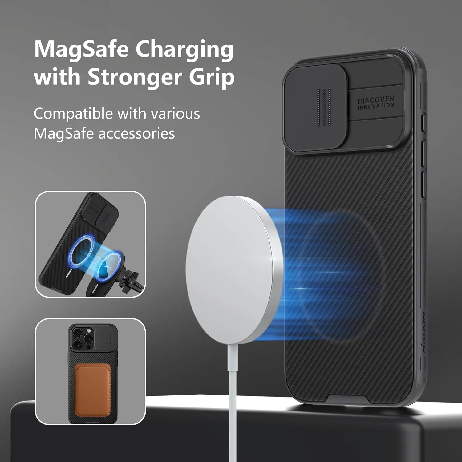 Nillkin for iPhone 16 Pro Max Case Magsafe with Slide Camera Cover, Slim Light & Anti-slip & Drop Protection 16 Pro Max Privacy Case, Shockproof Magnetic Phone Case for iPhone 16 Pro Max 6.9'', Purple