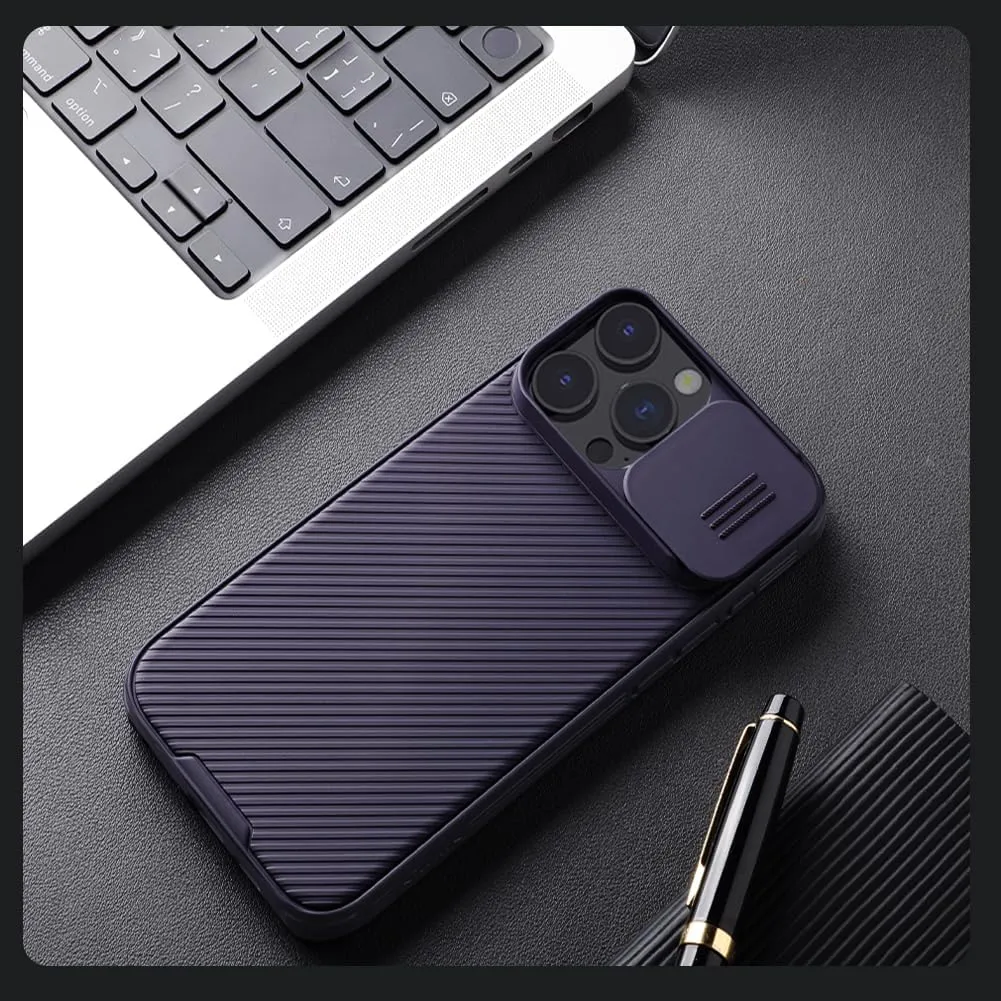 Nillkin for iPhone 16 Pro Max Pro Max Case with Slide Camera Cover, [Upgraded Camera Lens Protection] Slim Shockproof Protective Phone Case 6.9 inch, Dark Purple